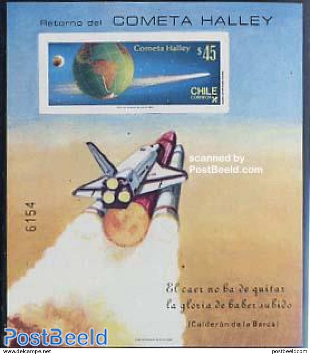 Chile 1985 Halleys Comet S/s, Imperforated, Mint NH, Science - Transport - Astronomy - Space Exploration - Halley's Co.. - Astrología