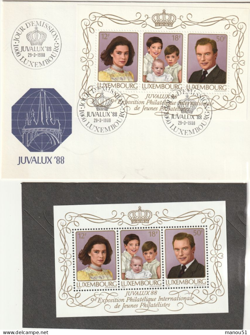 LUXEMBOURG - Emission Du 29 Mars 1988 - 1 Enveloppe 1er Jour + 1 Bloc Feuillet De 3 Timbres Neufs - Unused Stamps