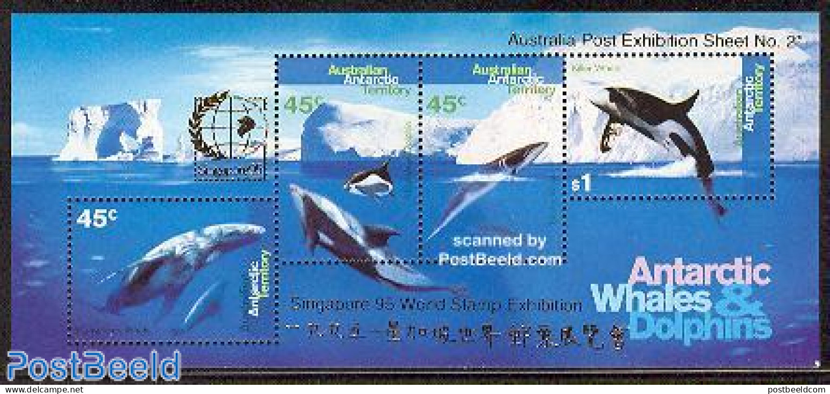 Australian Antarctic Territory 1995 Singapore 95 S/s, Mint NH, Nature - Sea Mammals - Philately - Otros & Sin Clasificación