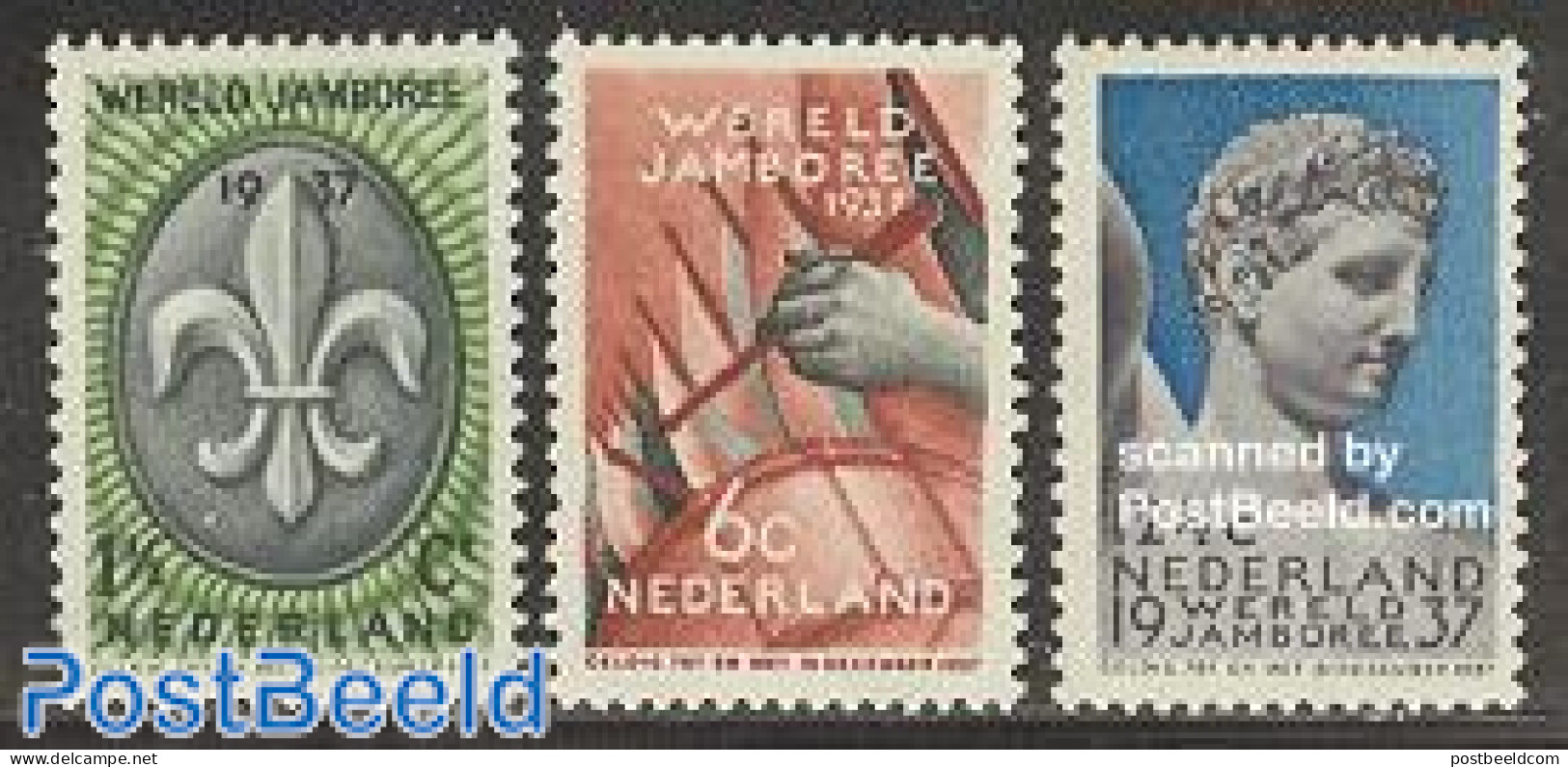 Netherlands 1937 World Jamboree (Vogelenzang) 3v, Unused (hinged), Sport - Scouting - Nuevos