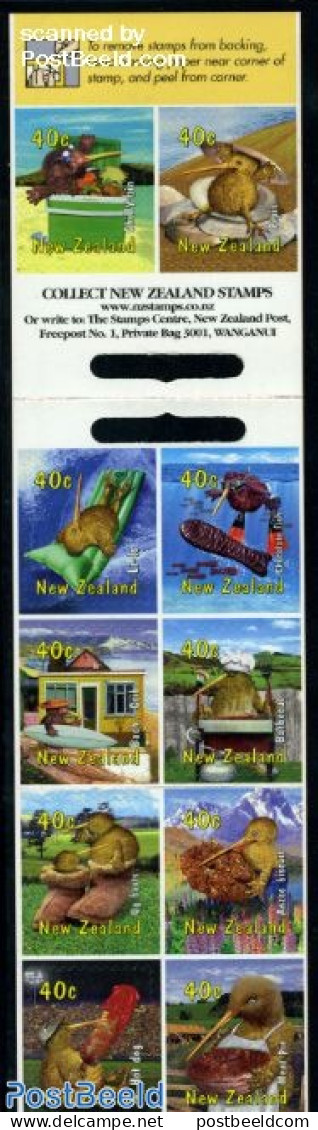 New Zealand 2000 Kiwiana 10v In Booklet, Mint NH, Health - Nature - Food & Drink - Birds - Stamp Booklets - Nuevos