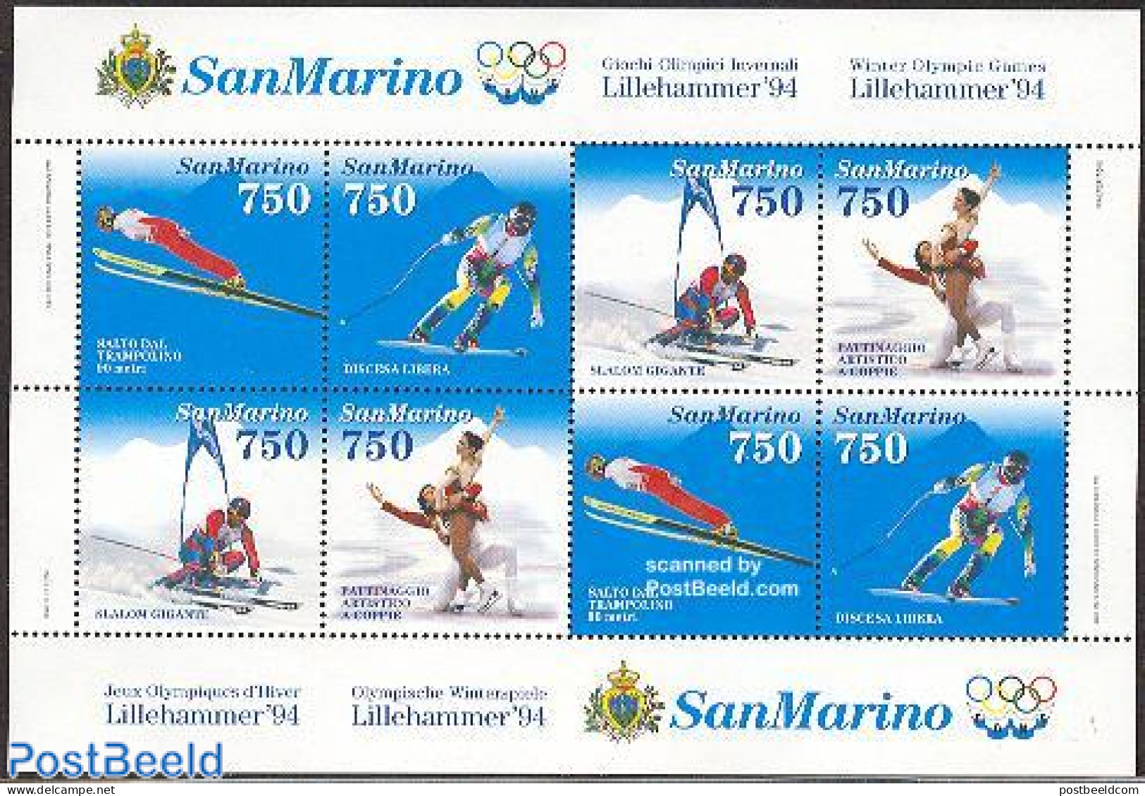 San Marino 1994 Olympic Winter Games S/s, Mint NH, Sport - Olympic Winter Games - Ungebraucht