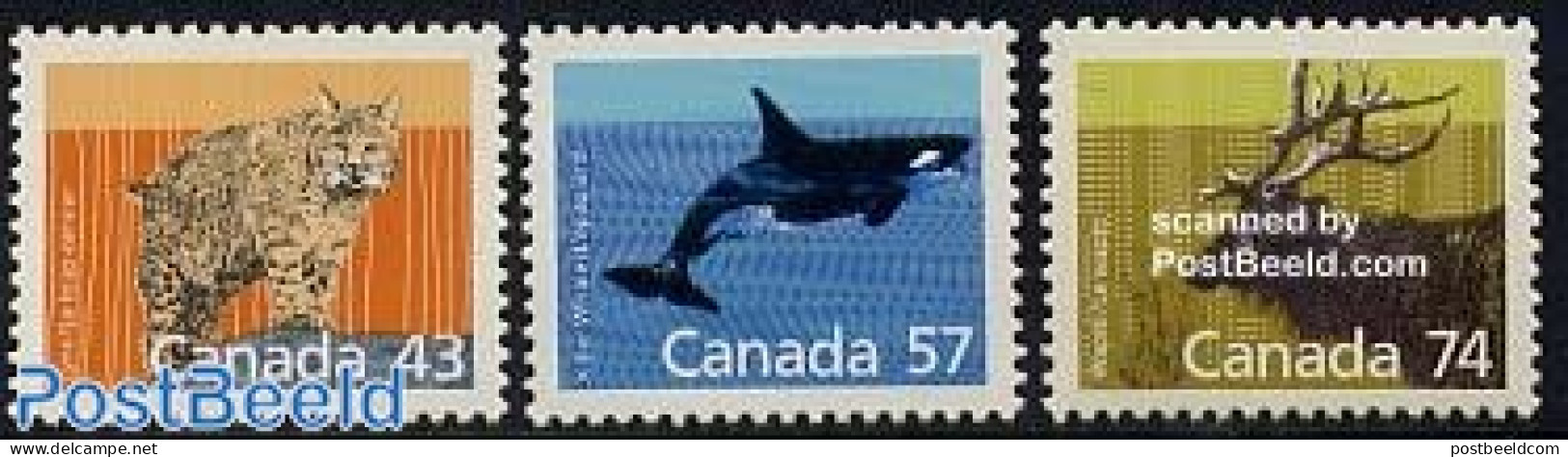 Canada 1988 Mammals 3v, Mint NH, Nature - Animals (others & Mixed) - Cat Family - Deer - Sea Mammals - Unused Stamps