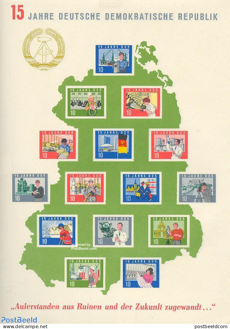 Germany, DDR 1964 15 Years DDR S/s, Mint NH, Science - Transport - Various - Atom Use & Models - Chemistry & Chemists .. - Ungebraucht