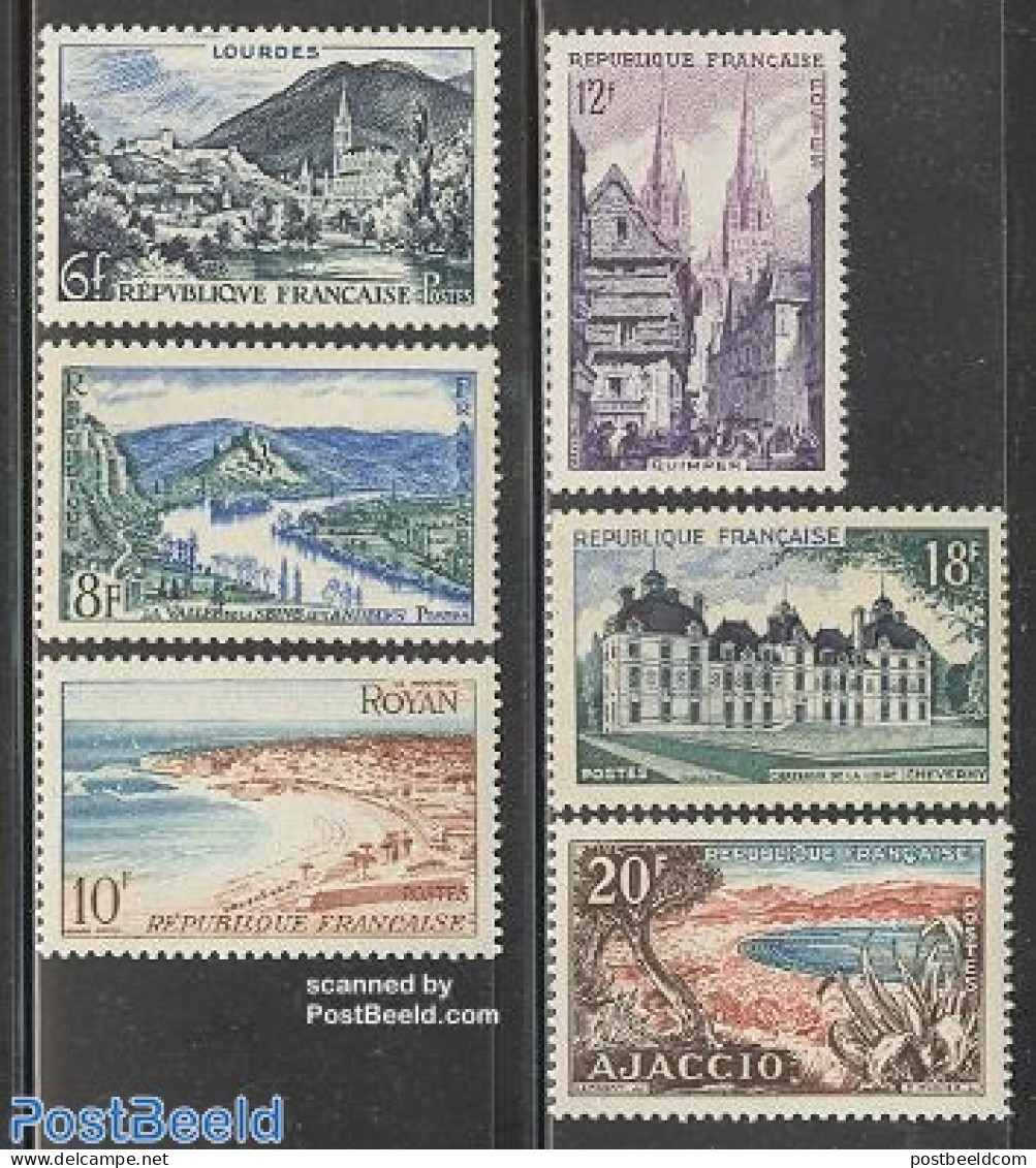 France 1954 Tourism 6v, Mint NH, Religion - Churches, Temples, Mosques, Synagogues - Art - Castles & Fortifications - Unused Stamps
