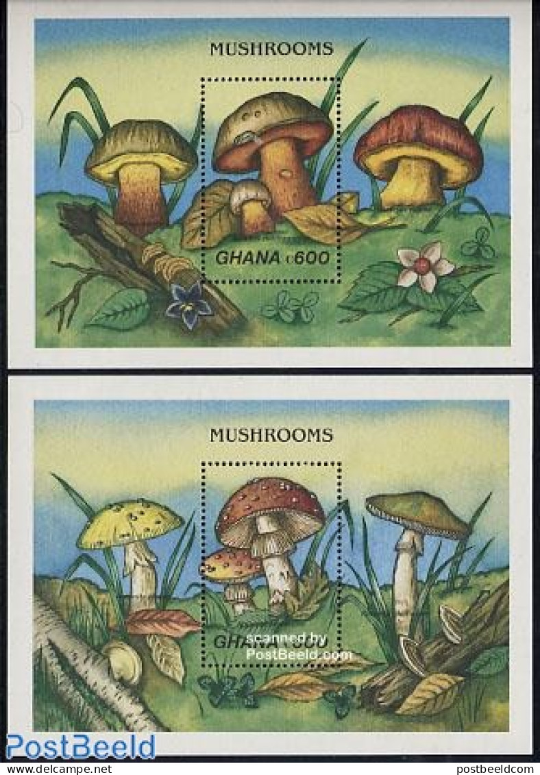 Ghana 1989 Mushrooms 2 S/s, Mint NH, Nature - Mushrooms - Funghi