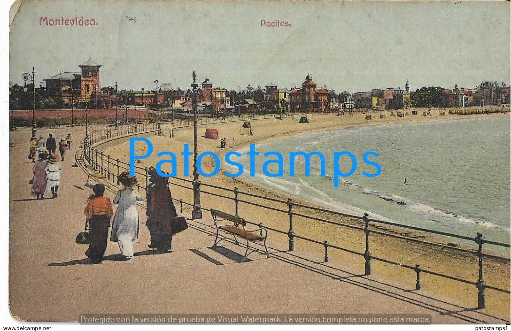 228771 URUGUAY MONTEVIDEO POCITOS BEACH CUT CORNER POSTAL POSTCARD - Uruguay