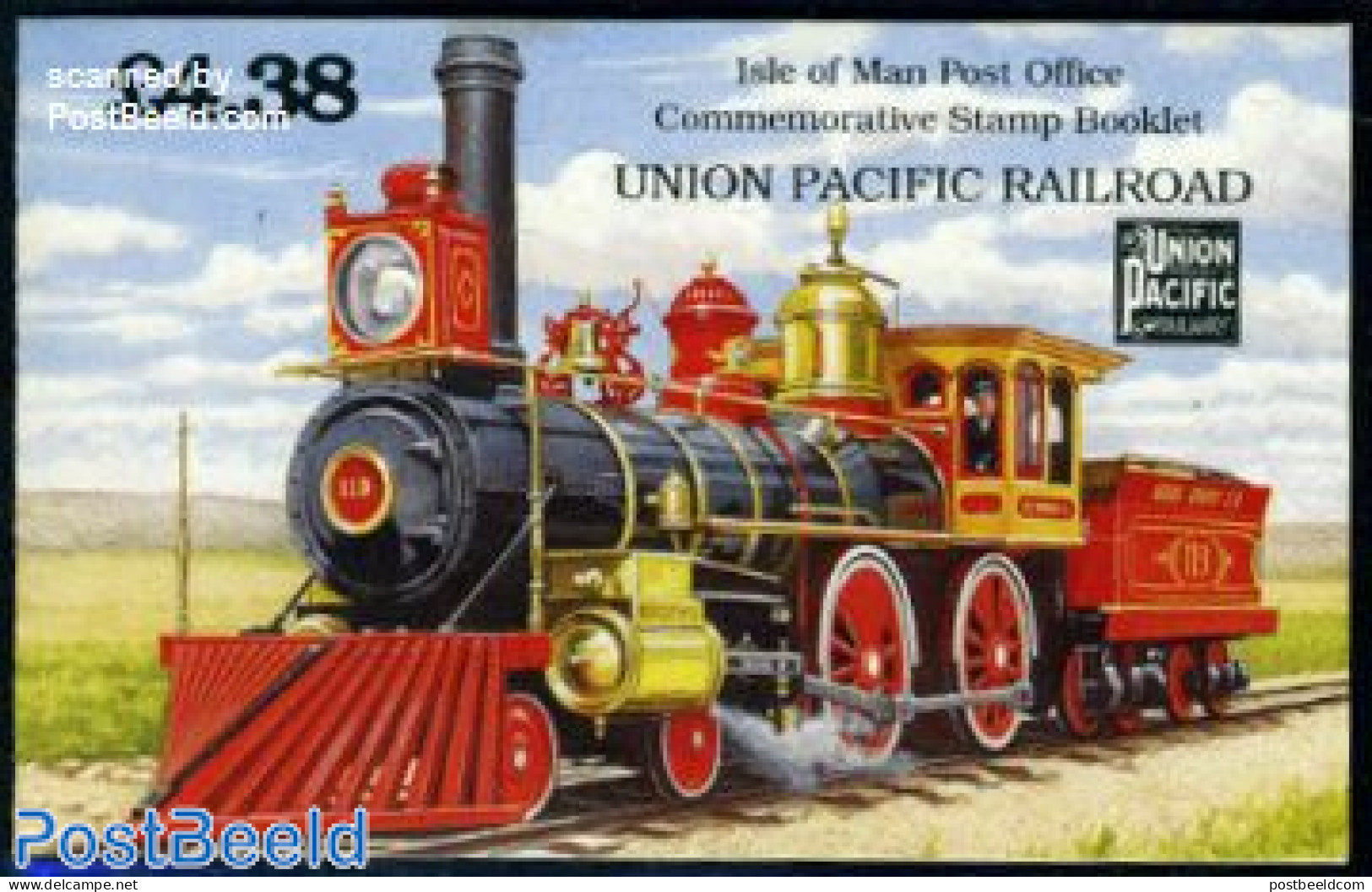 Isle Of Man 1992 Union Pacific Railroad Booklet, Mint NH, Transport - Stamp Booklets - Railways - Unclassified