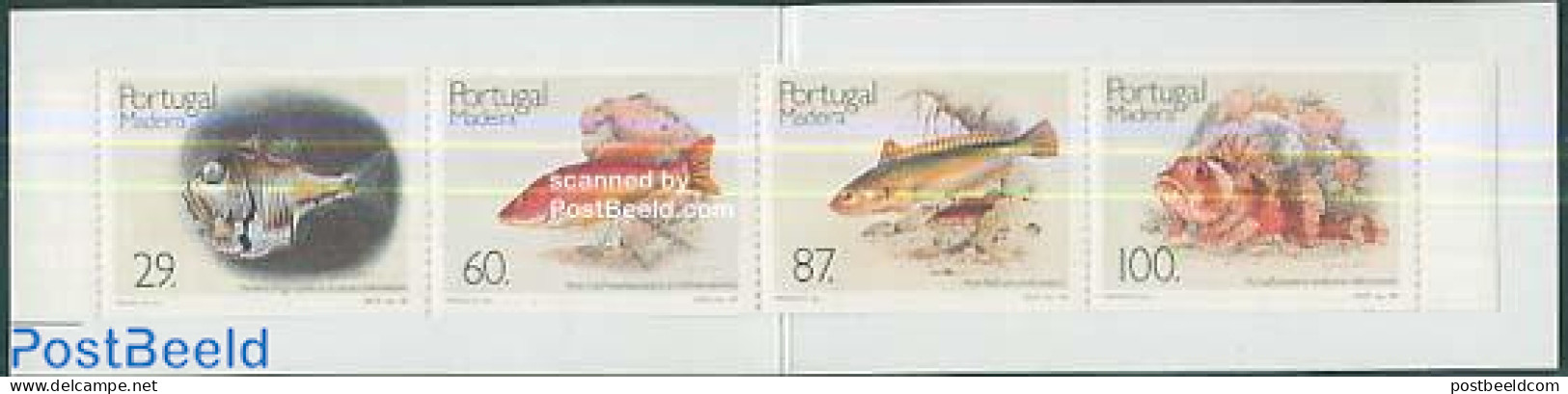 Madeira 1989 Fish 4v In Booklet, Mint NH, Nature - Fish - Stamp Booklets - Vissen