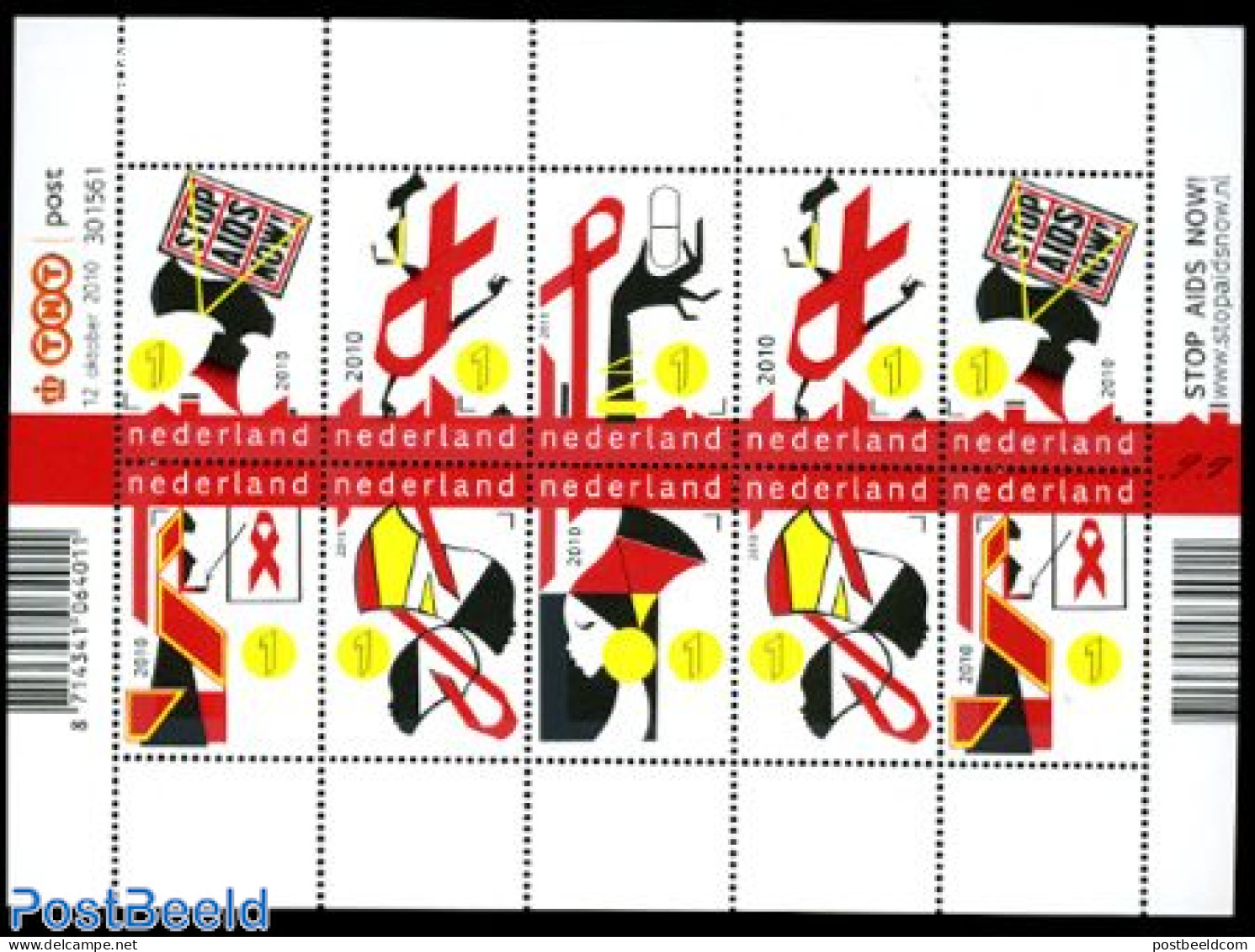 Netherlands 2010 Stop AIDS Now M/s, Mint NH, Health - AIDS - Health - Unused Stamps