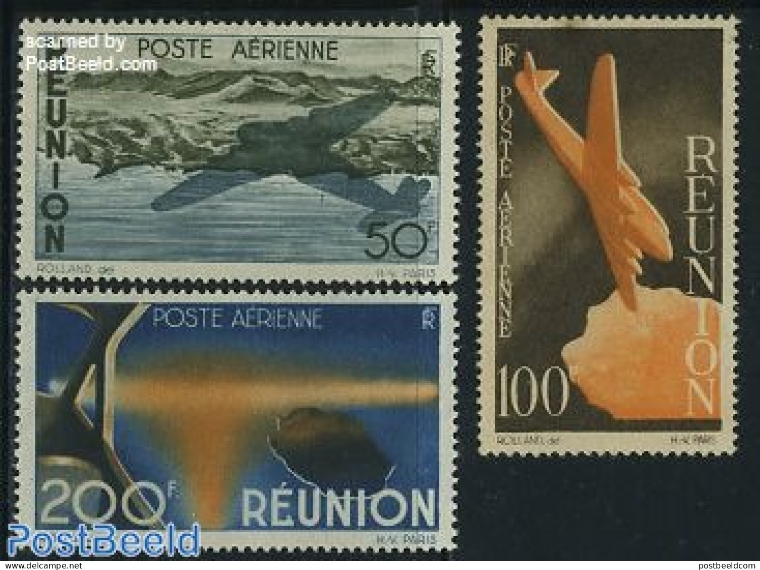 Reunion 1947 Aeroplanes 3v, Mint NH, Transport - Aircraft & Aviation - Avions