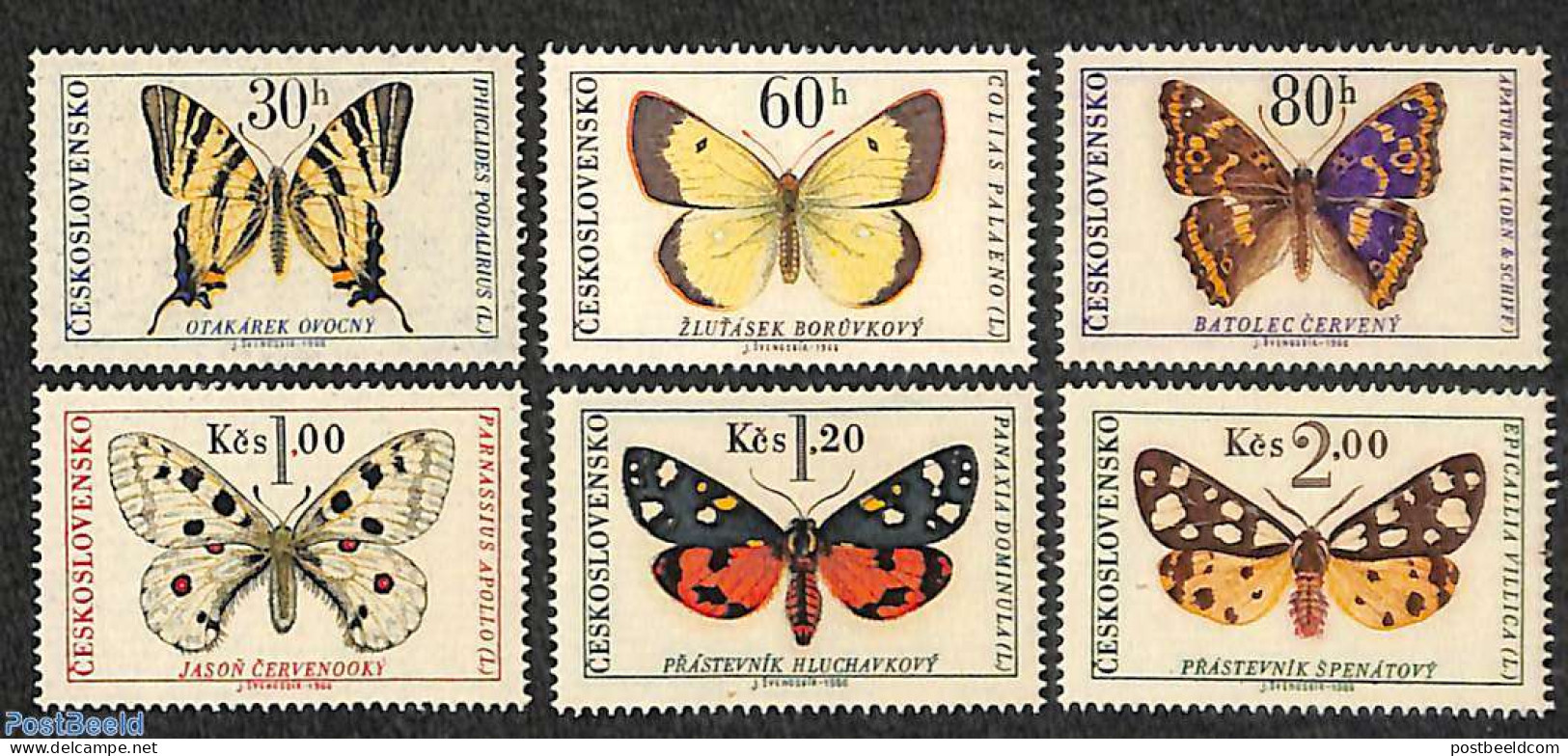 Czechoslovkia 1966 Butterflies 6v, Mint NH, Nature - Butterflies - Sonstige & Ohne Zuordnung