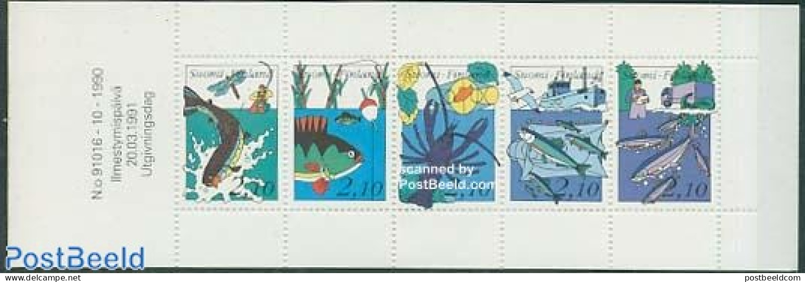 Finland 1991 Fishing Industry 5v In Booklet, Mint NH, Nature - Fish - Fishing - Stamp Booklets - Crabs And Lobsters - Nuovi