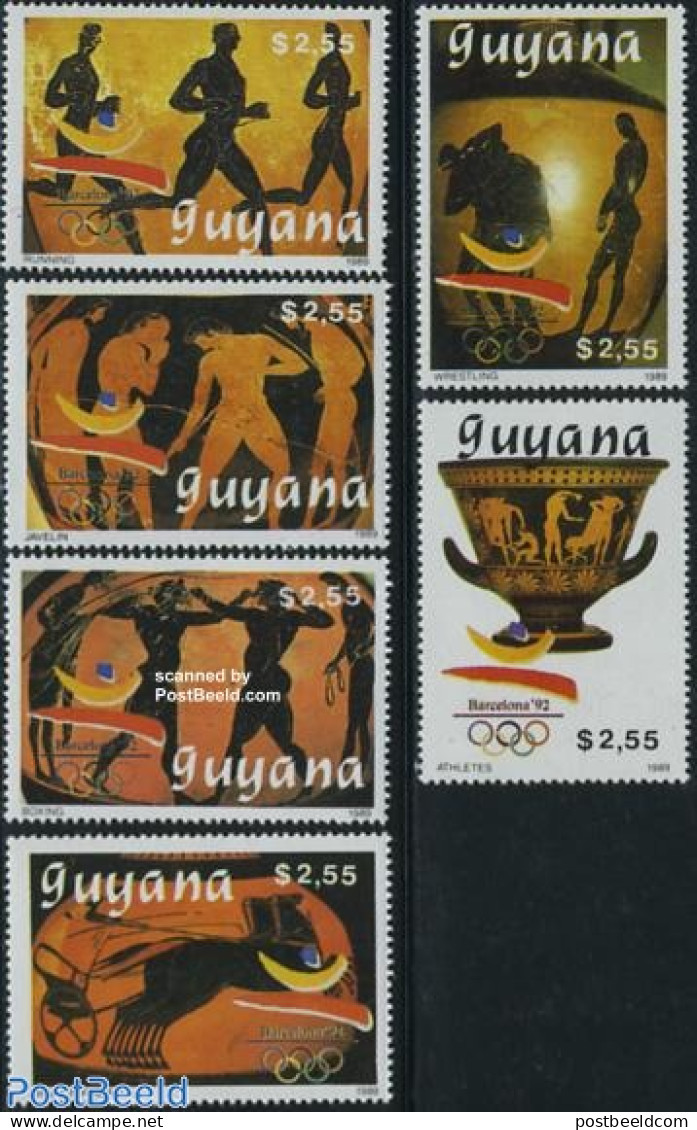 Guyana 1989 Barcelona Olympics 6v, Mint NH, Sport - Olympic Games - Art - Ceramics - Porcelaine