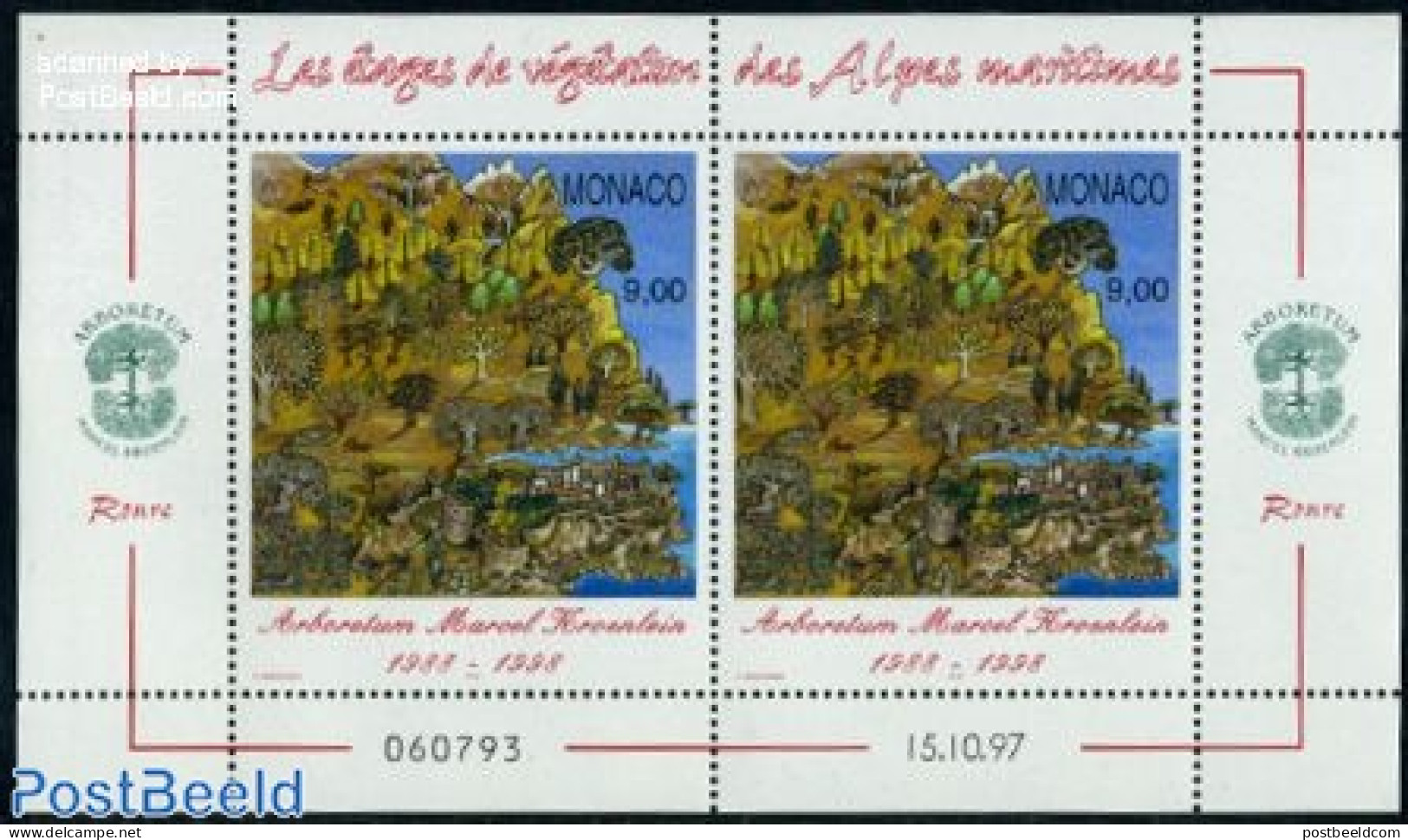 Monaco 1997 Arboretum M/s, Mint NH, Nature - Trees & Forests - Ungebraucht