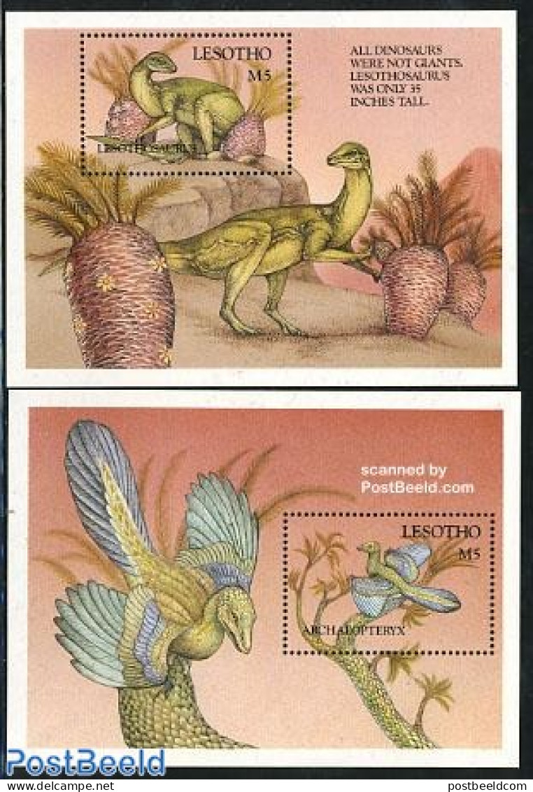 Lesotho 1992 Prehistoric Animals 2 S/s, Mint NH, Nature - Prehistoric Animals - Vor- U. Frühgeschichte