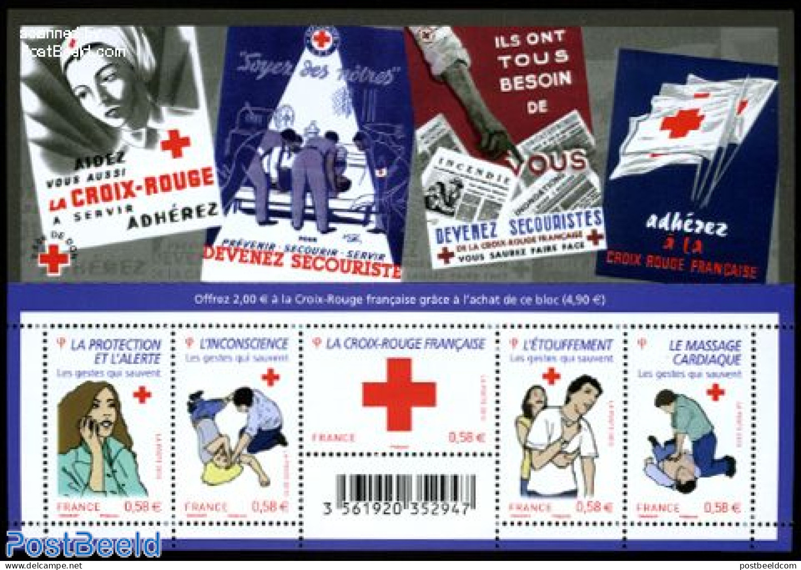 France 2010 Red Cross 5v M/s, Mint NH, Health - Red Cross - Unused Stamps