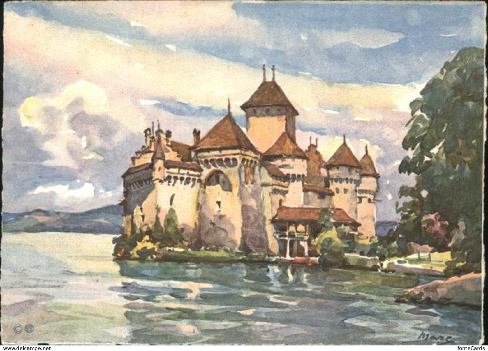 11354042 Chillon Chateau Lac Leman Kuenstlerkarte Chillon - Other & Unclassified