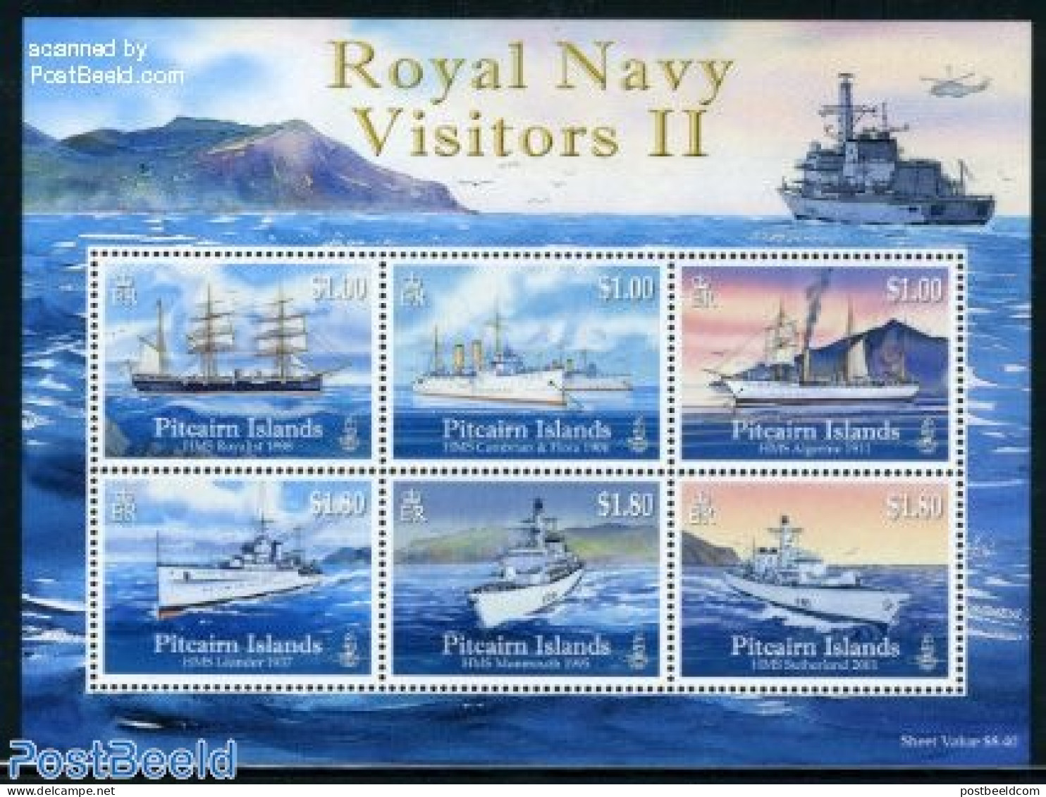 Pitcairn Islands 2010 Royal Navy 6v M/s, Mint NH, Transport - Ships And Boats - Ships