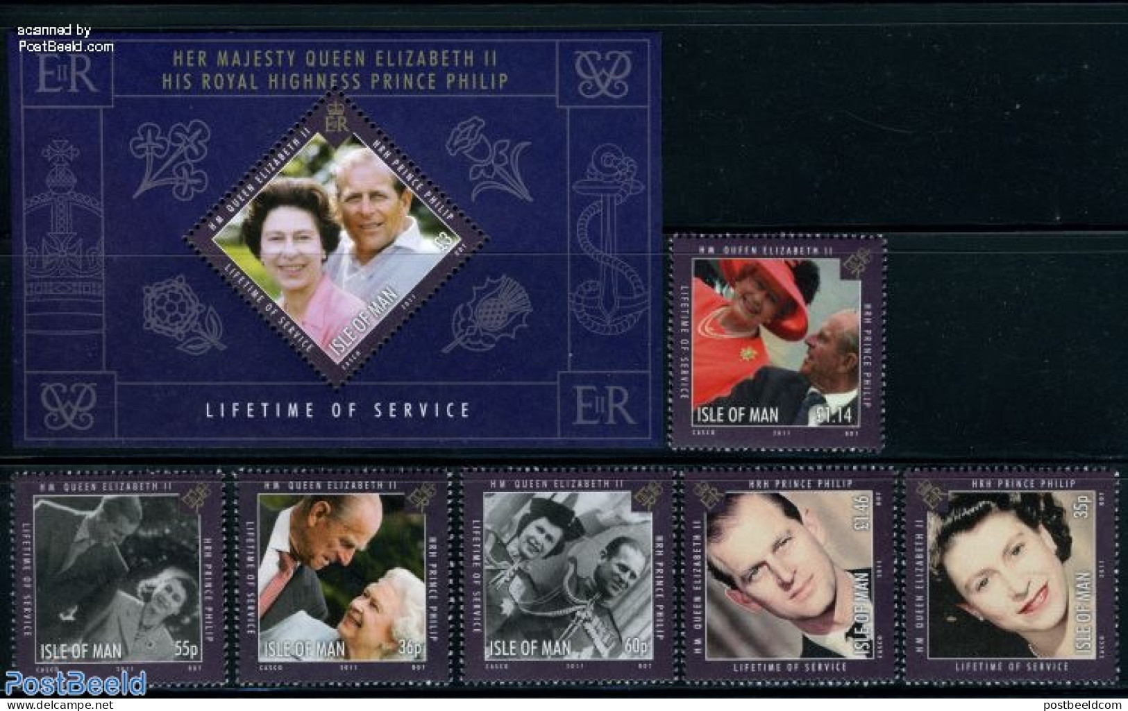 Isle Of Man 2011 Lifetime Of Service 6v+s/s, Mint NH, History - Kings & Queens (Royalty) - Familles Royales