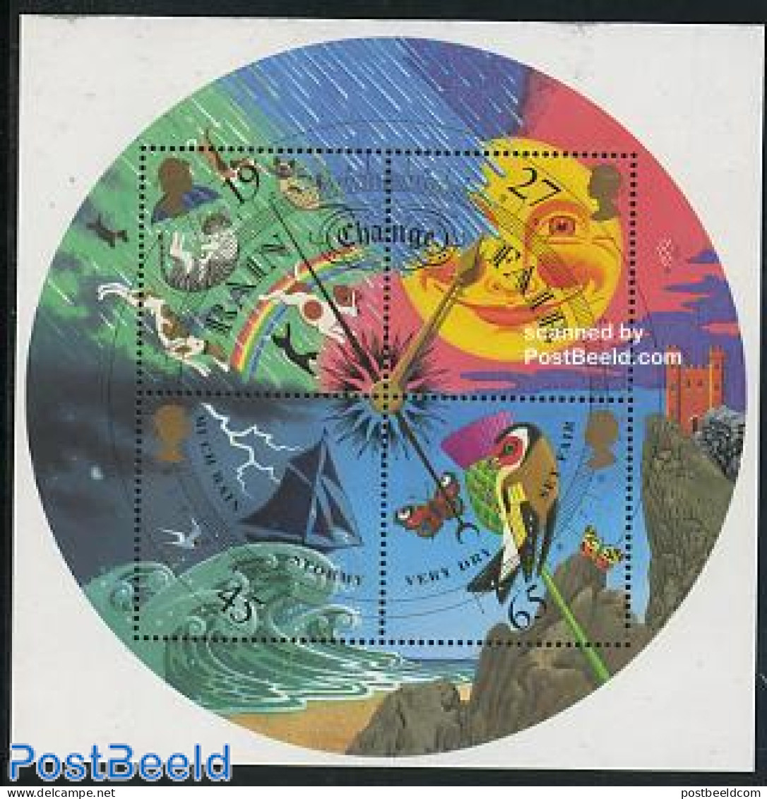 Great Britain 2001 Weather S/s, Mint NH, Nature - Science - Transport - Birds - Butterflies - Cats - Dogs - Meteorolog.. - Nuevos
