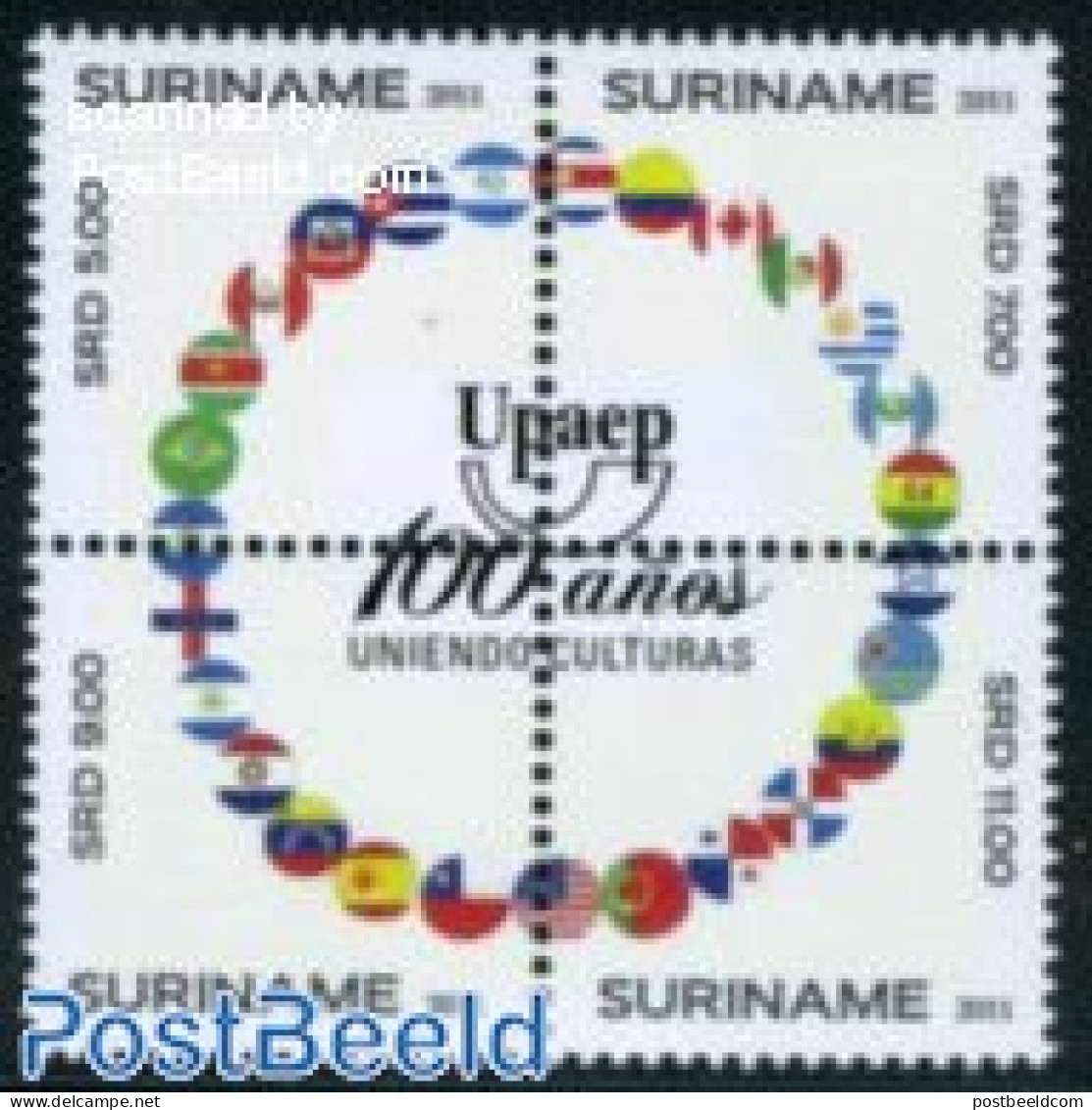 Suriname, Republic 2011 100 Years UPAEP 4v [+], Mint NH, History - Flags - U.P.A.E. - Surinam