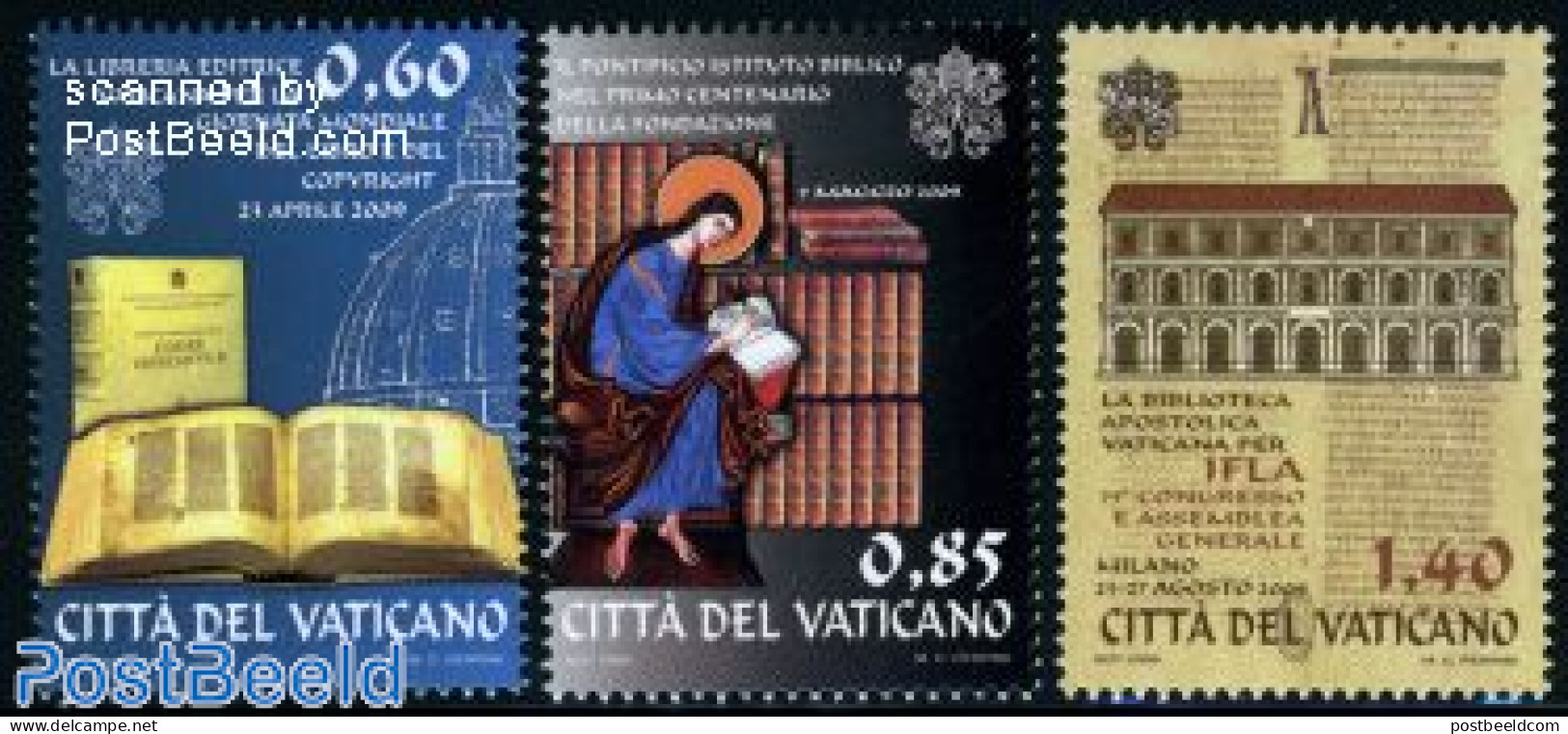 Vatican 2009 IFLA Conference 3v, Mint NH, Religion - Bible Texts - Religion - Art - Books - Neufs
