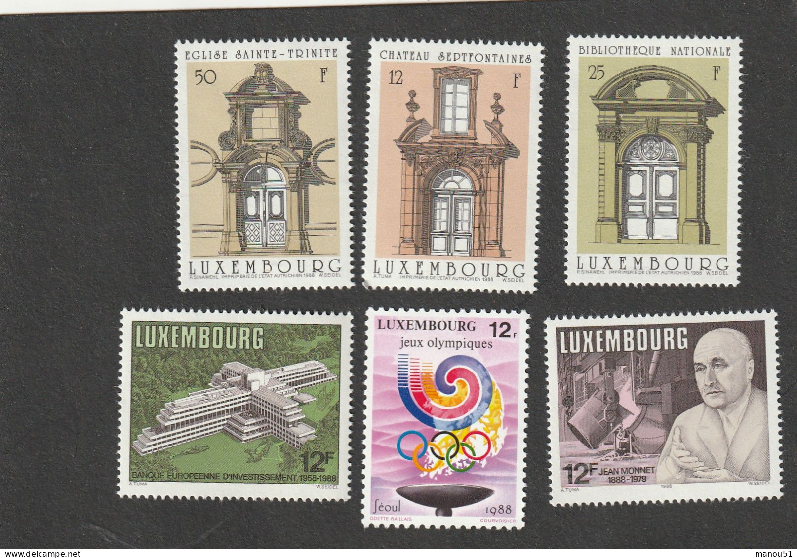 LUXEMBOURG - Emission Du 12 Septembre 1988 - 3 Enveloppes 1er Jour +  6 Timbres Neufs - Ungebraucht