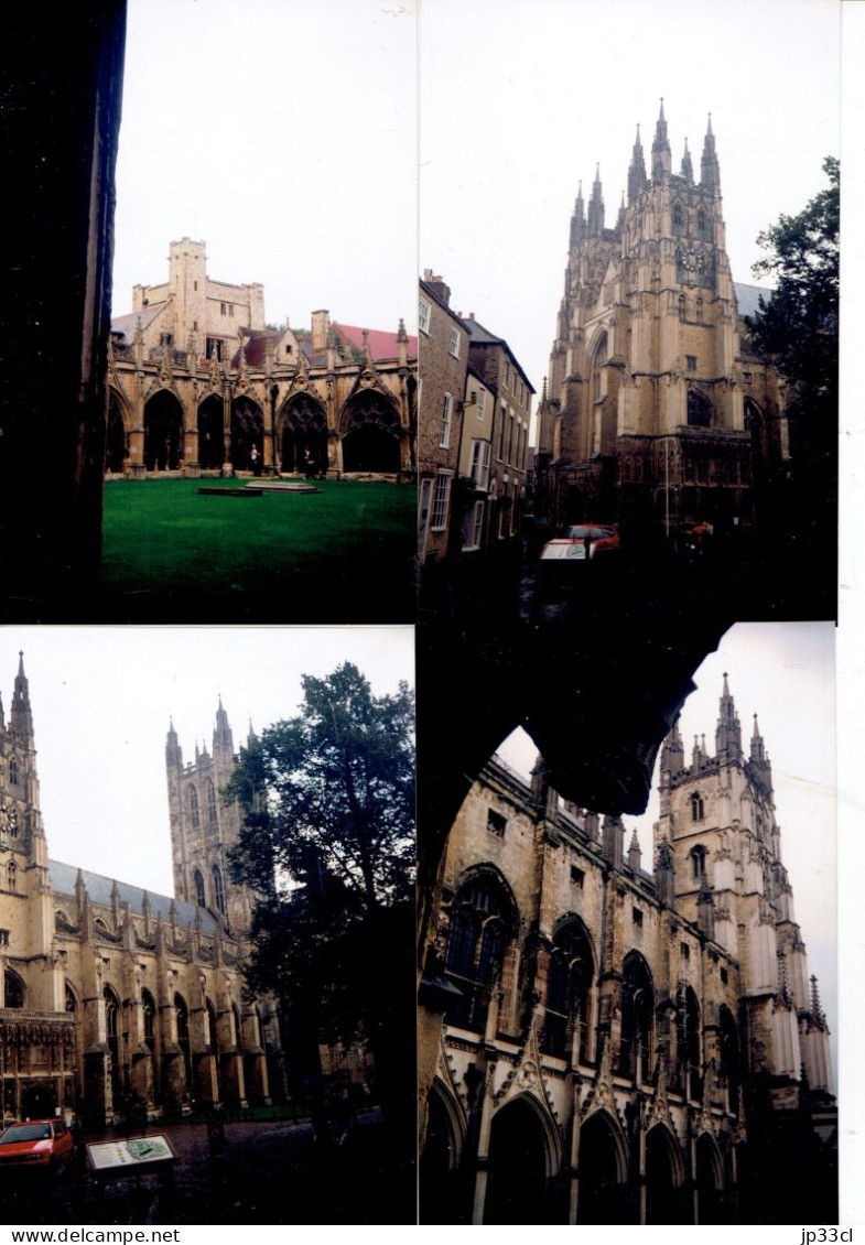 Souvenirs D'une Visite à La Cathédrale De Canterbury (2 Photos Originales, 2 Dépliants, 1 CP) Vers 1990 - Tourism Brochures