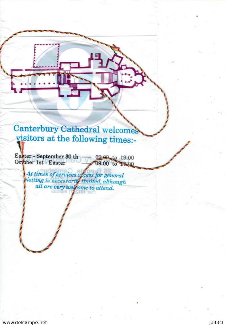 Souvenirs D'une Visite à La Cathédrale De Canterbury (2 Photos Originales, 2 Dépliants, 1 CP) Vers 1990 - Tourism Brochures