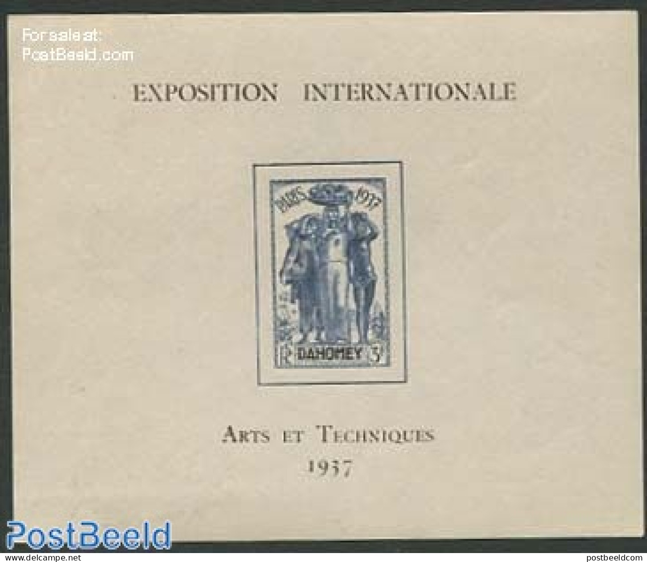 Dahomey 1937 World Expo Paris S/s, Mint NH, Various - World Expositions - Andere & Zonder Classificatie