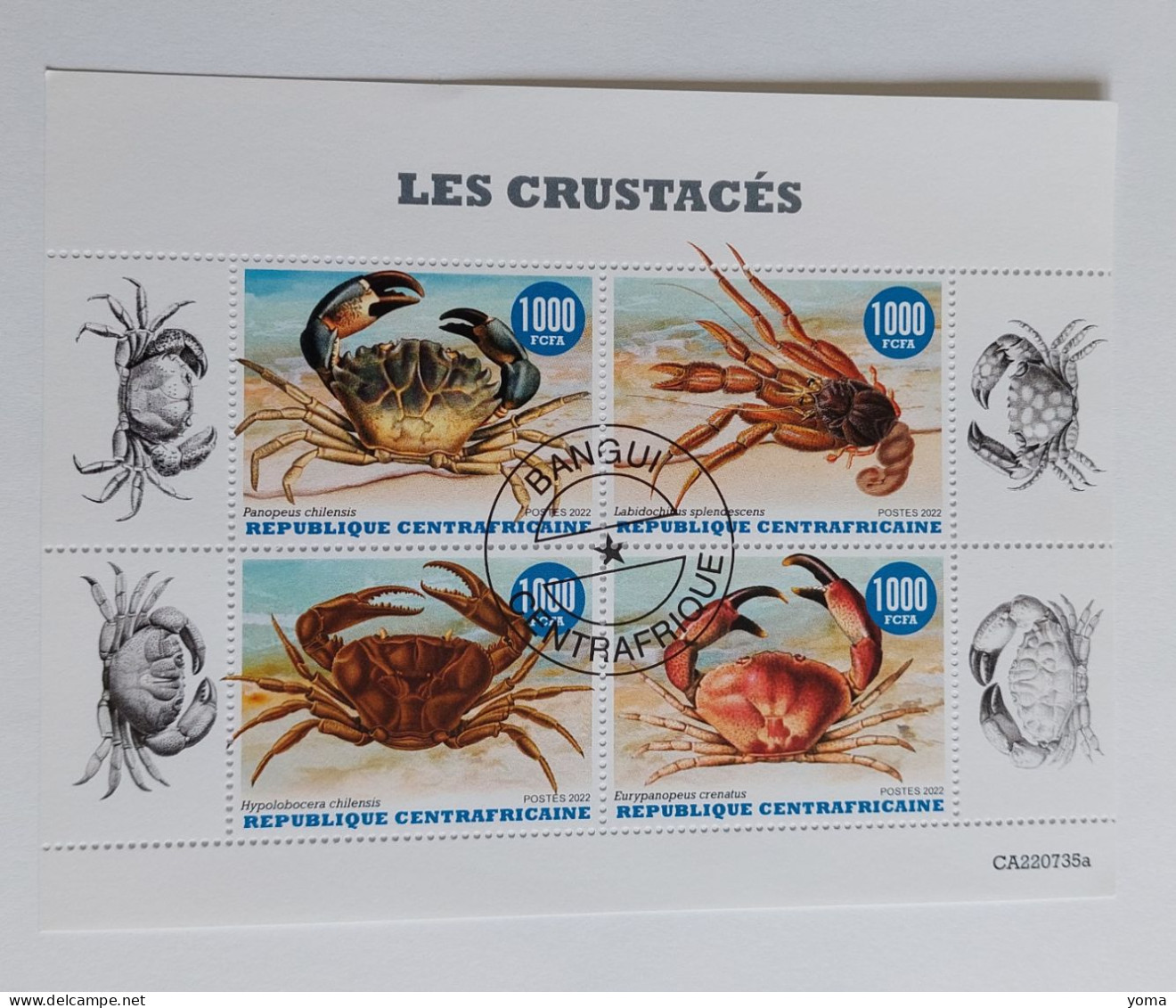 N° 9954 à 9957       Les Crustacés  -  Oblitérés - Centrafricaine (République)