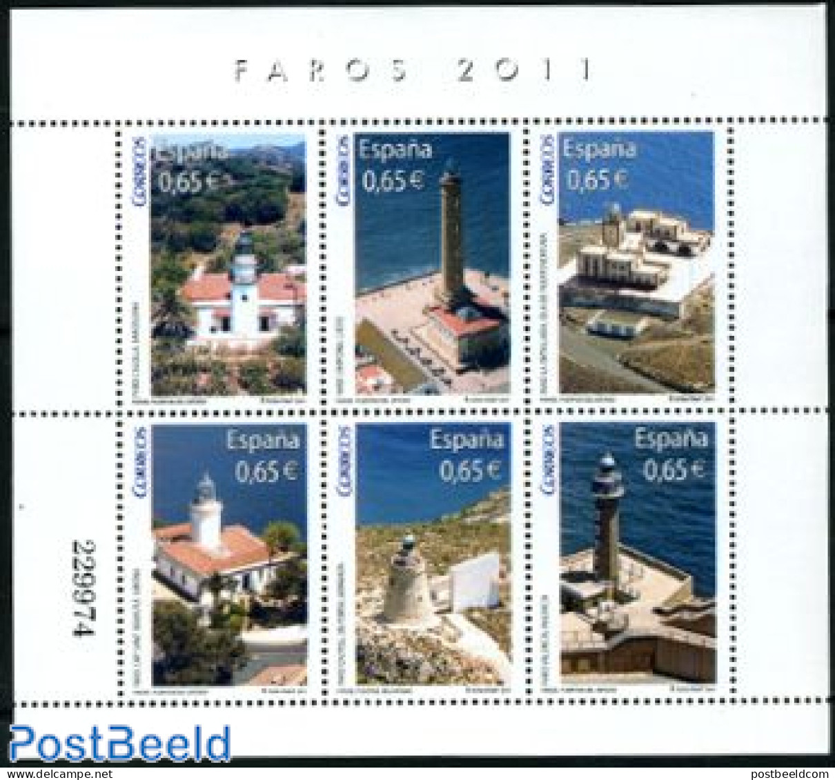 Spain 2011 Lighthouses 6v M/s, Mint NH, Various - Lighthouses & Safety At Sea - Ongebruikt