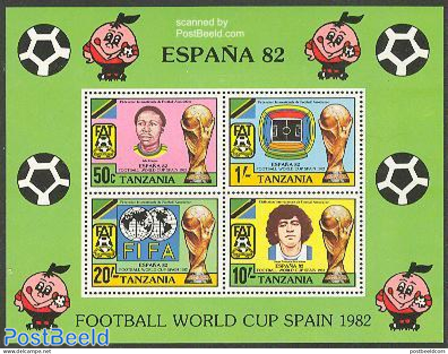 Tanzania 1982 World Cup Football Spain S/s, Mint NH, Sport - Football - Tanzanie (1964-...)