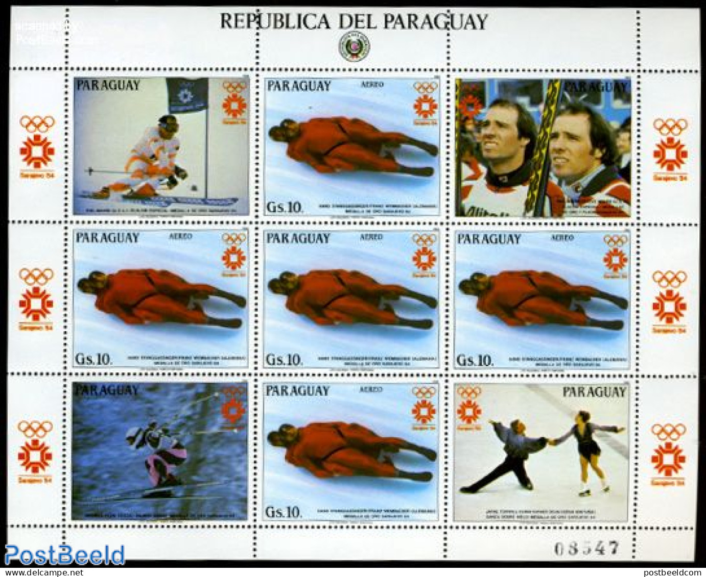 Paraguay 1984 Olympic Winter Winners M/s, Mint NH, Sport - Olympic Winter Games - Skating - Skiing - Skisport