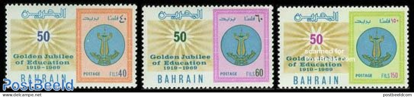 Bahrain 1969 Education 3v, Mint NH, Science - Education - Bahrein (1965-...)