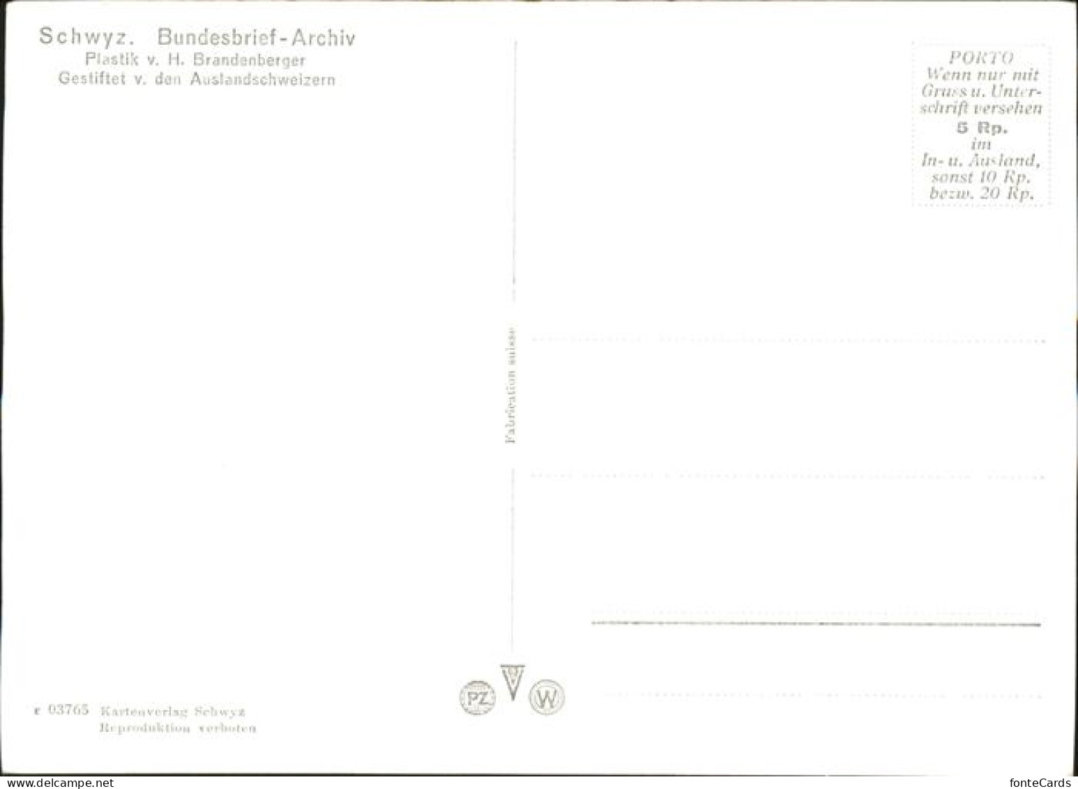 11353969 Schwyz Plastik Von H. Brandenberger Schwyz - Altri & Non Classificati