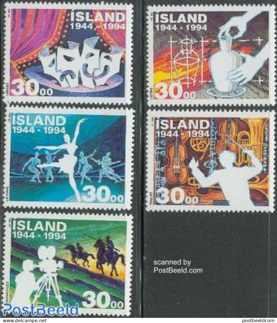 Iceland 1994 Culture 5v, Mint NH, Performance Art - Dance & Ballet - Film - Music - Theatre - Unused Stamps