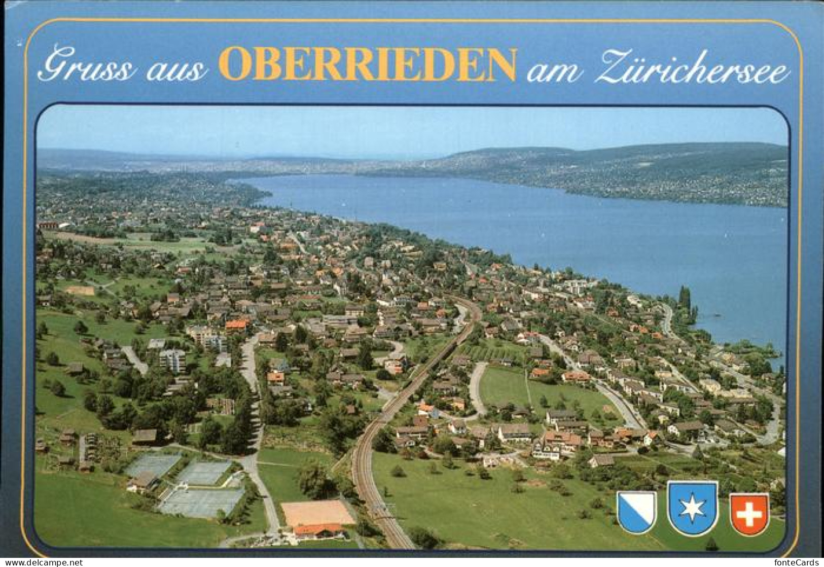 11353956 Oberrieden ZH Panorama Mit Zuerichsee Tennisplatz Fliegeraufnahme Oberr - Otros & Sin Clasificación