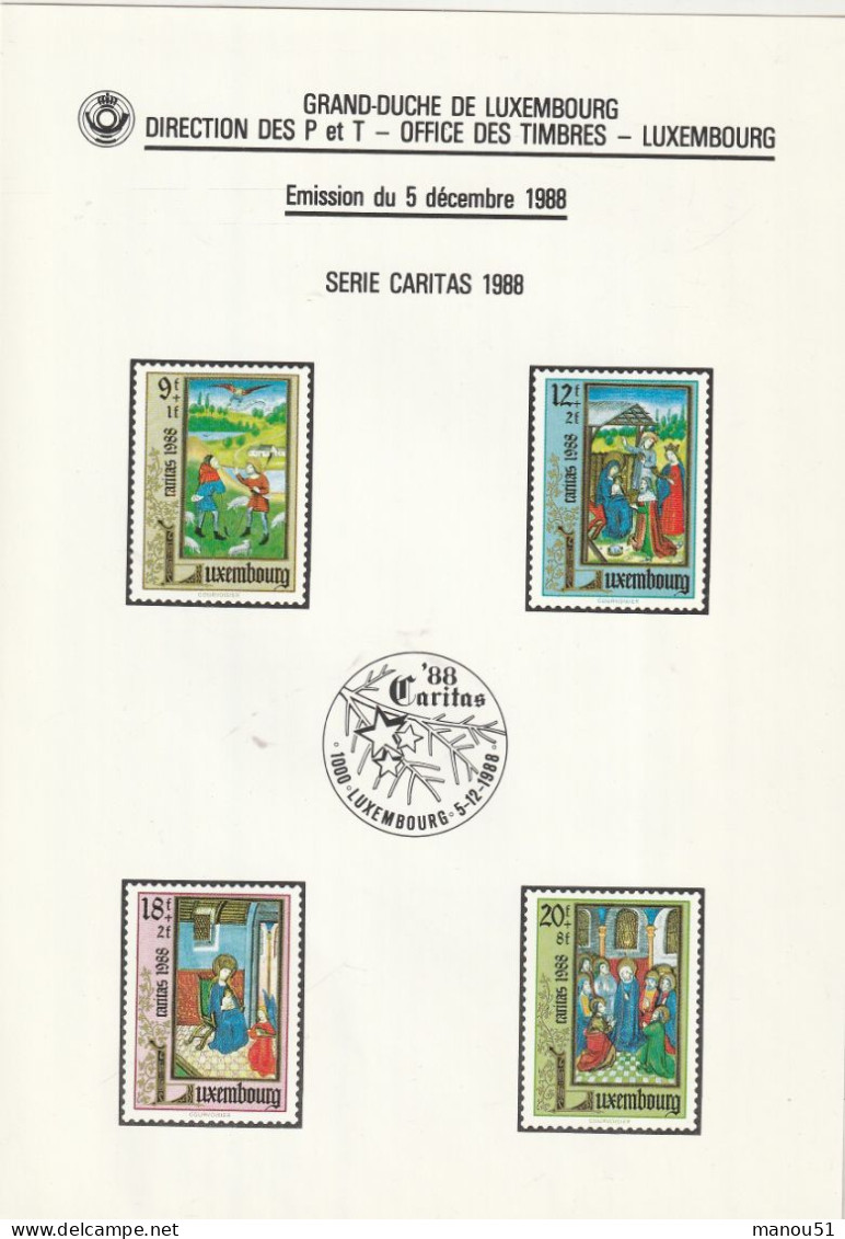 LUXEMBOURG - Emission Du 5 Décembre 1988 - 1 Enveloppe 1er Jour +  4 Timbres Neufs + 1 Carte De Voeux - Unused Stamps