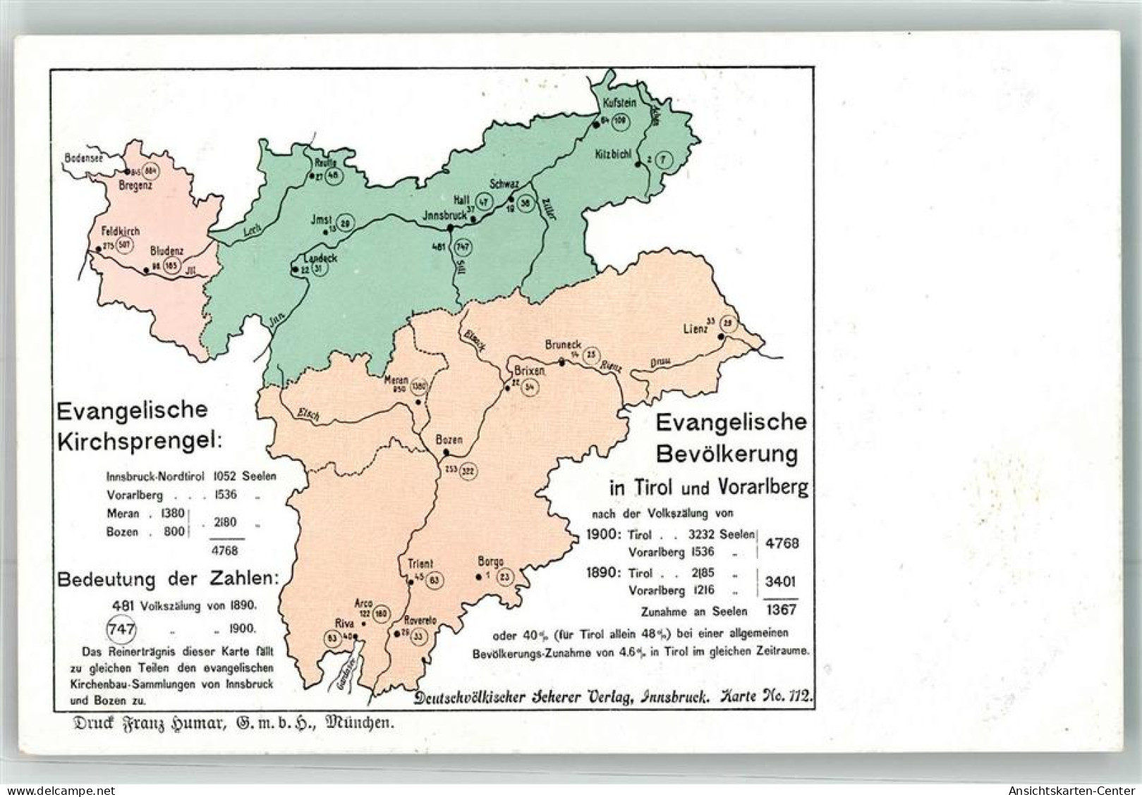 13282008 - Landkarte Ueber Die Evangelische Bevoelkerung In Vorarlberg Und Tirol Scherer Verlag - Andere & Zonder Classificatie