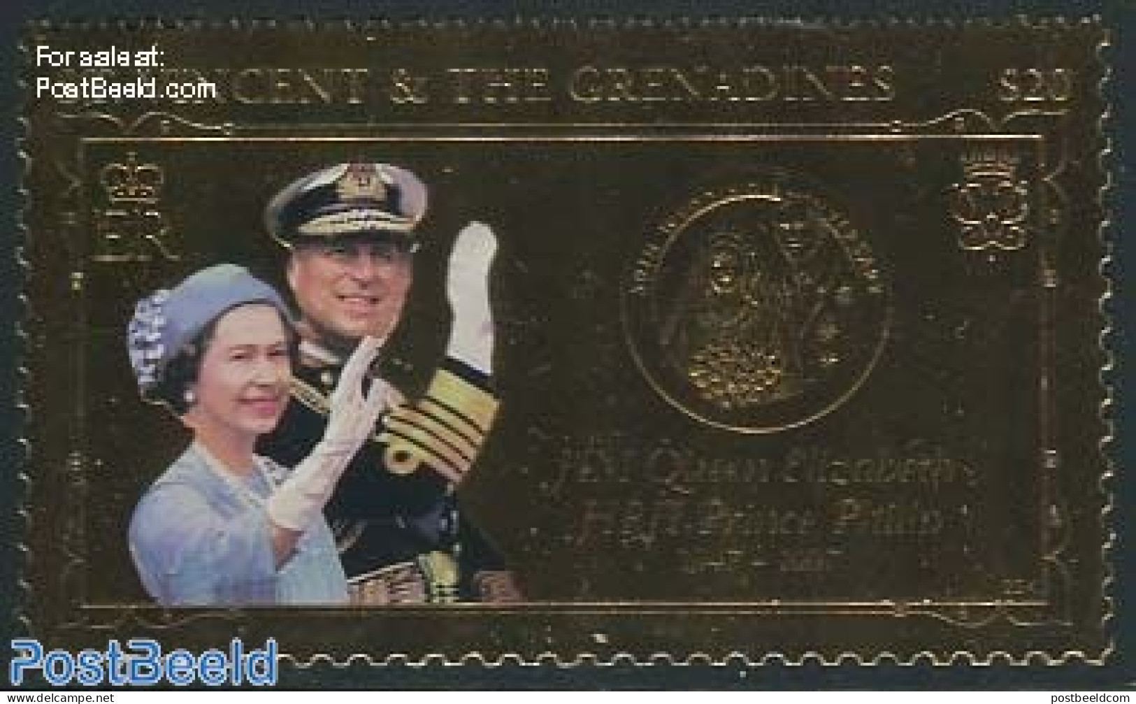 Saint Vincent 1999 Elizabeth II Golden Wedding 1v, Gold, Mint NH, History - Kings & Queens (Royalty) - Königshäuser, Adel