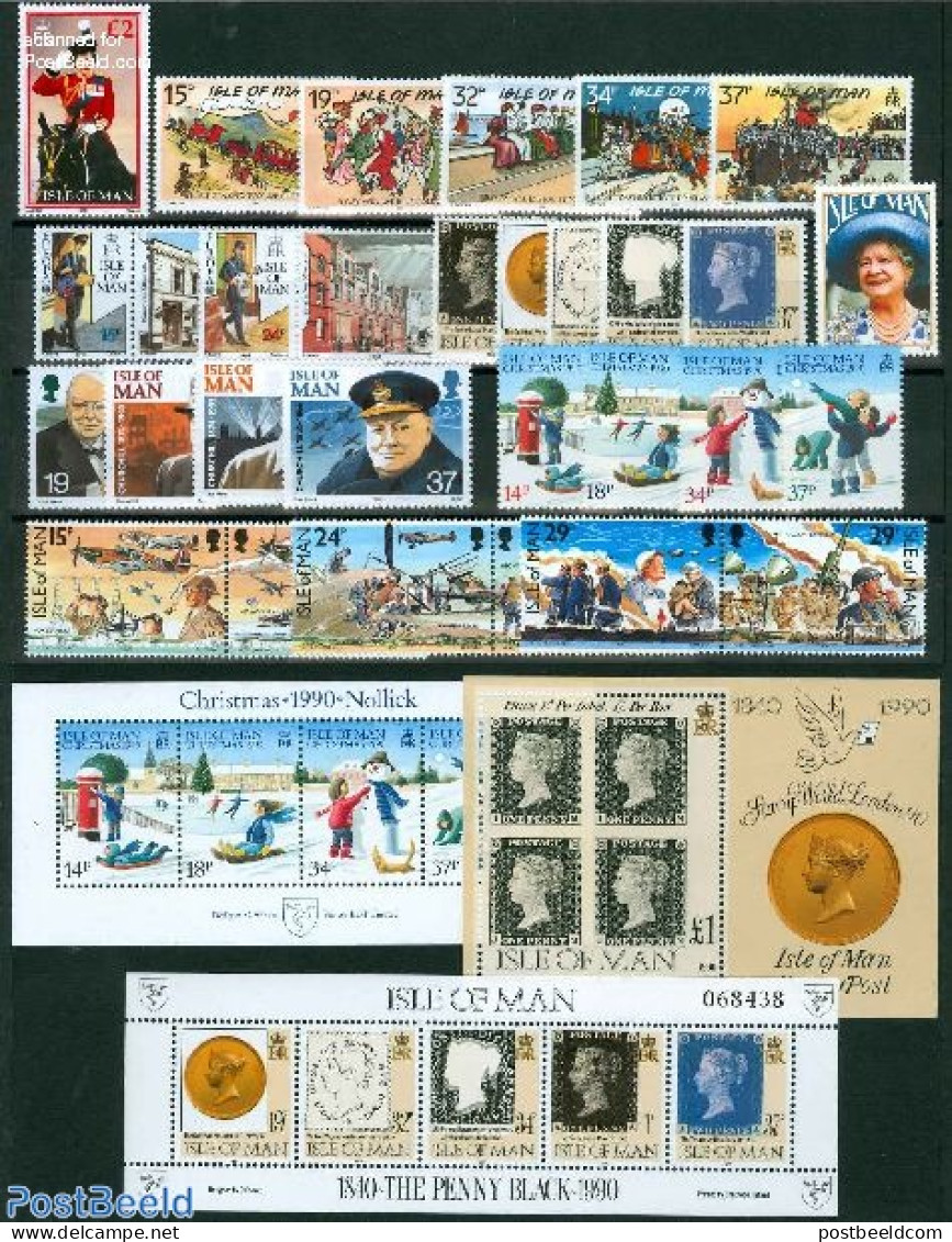 Isle Of Man 1990 Yearset 1990, Complete, 30v + 3s/s, Mint NH, Various - Yearsets (by Country) - Non Classificati