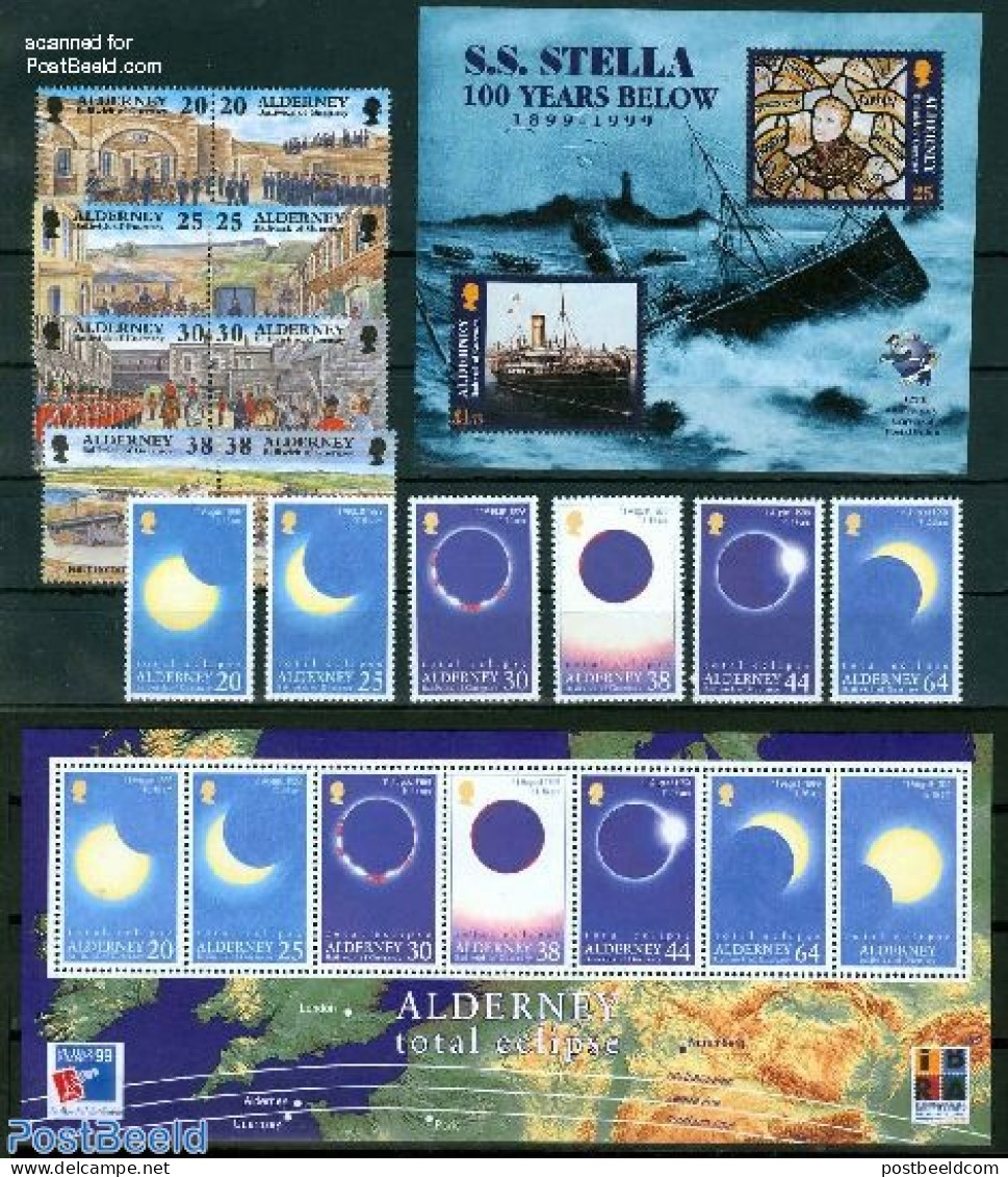 Alderney 1999 Yearset 1999, Complete, 14v + 2s/s, Mint NH, Various - Yearsets (by Country) - Non Classificati