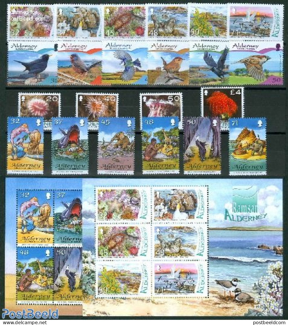 Alderney 2007 Yearset 2007, Complete, 22v + 2s/s, Mint NH, Various - Yearsets (by Country) - Non Classés