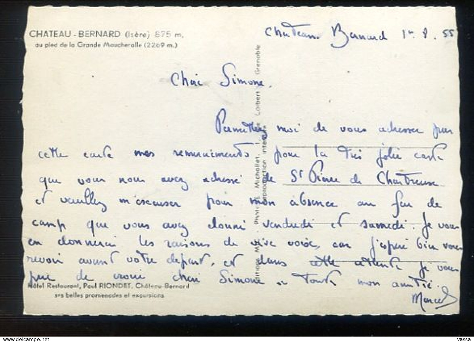 1955- CHATEAU BERNARD - Au Pied De La Grande Moucherolle .vache Chevre - Andere & Zonder Classificatie
