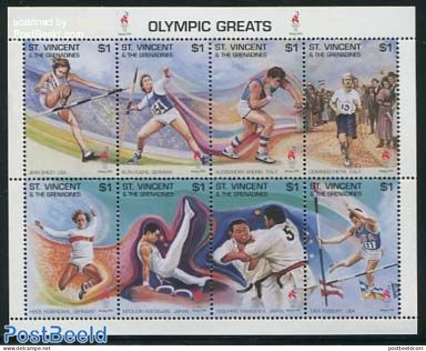 Saint Vincent 1995 Olympic Games 8v M/s, Mint NH, Sport - Athletics - Olympic Games - Athletics