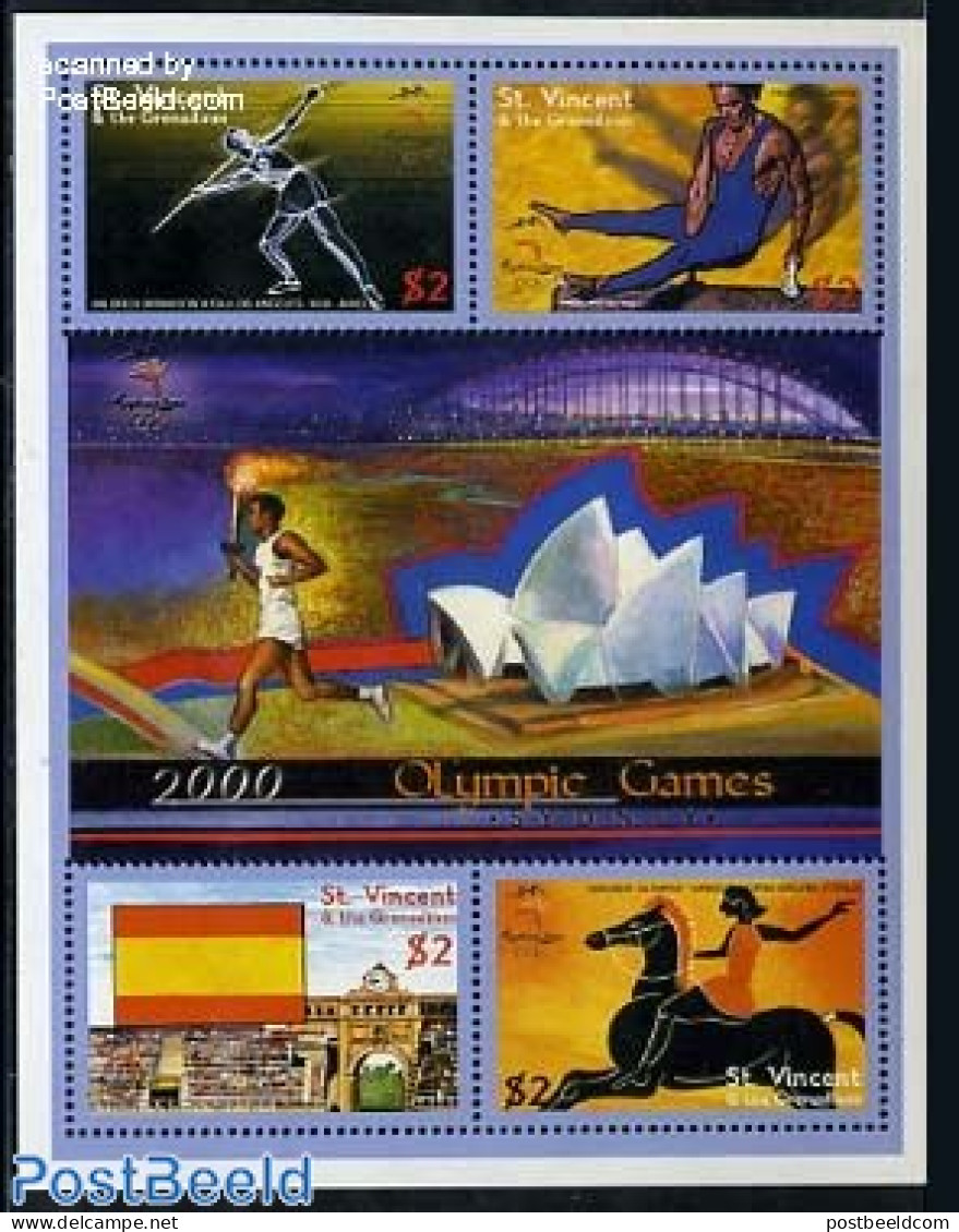 Saint Vincent 2000 Olympic Games Sydney 4v M/s, Mint NH, Nature - Sport - Horses - Athletics - Gymnastics - Olympic Ga.. - Atletiek