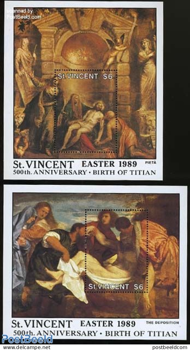 Saint Vincent 1989 Titian 2 S/s, Mint NH, Art - Paintings - St.Vincent (1979-...)