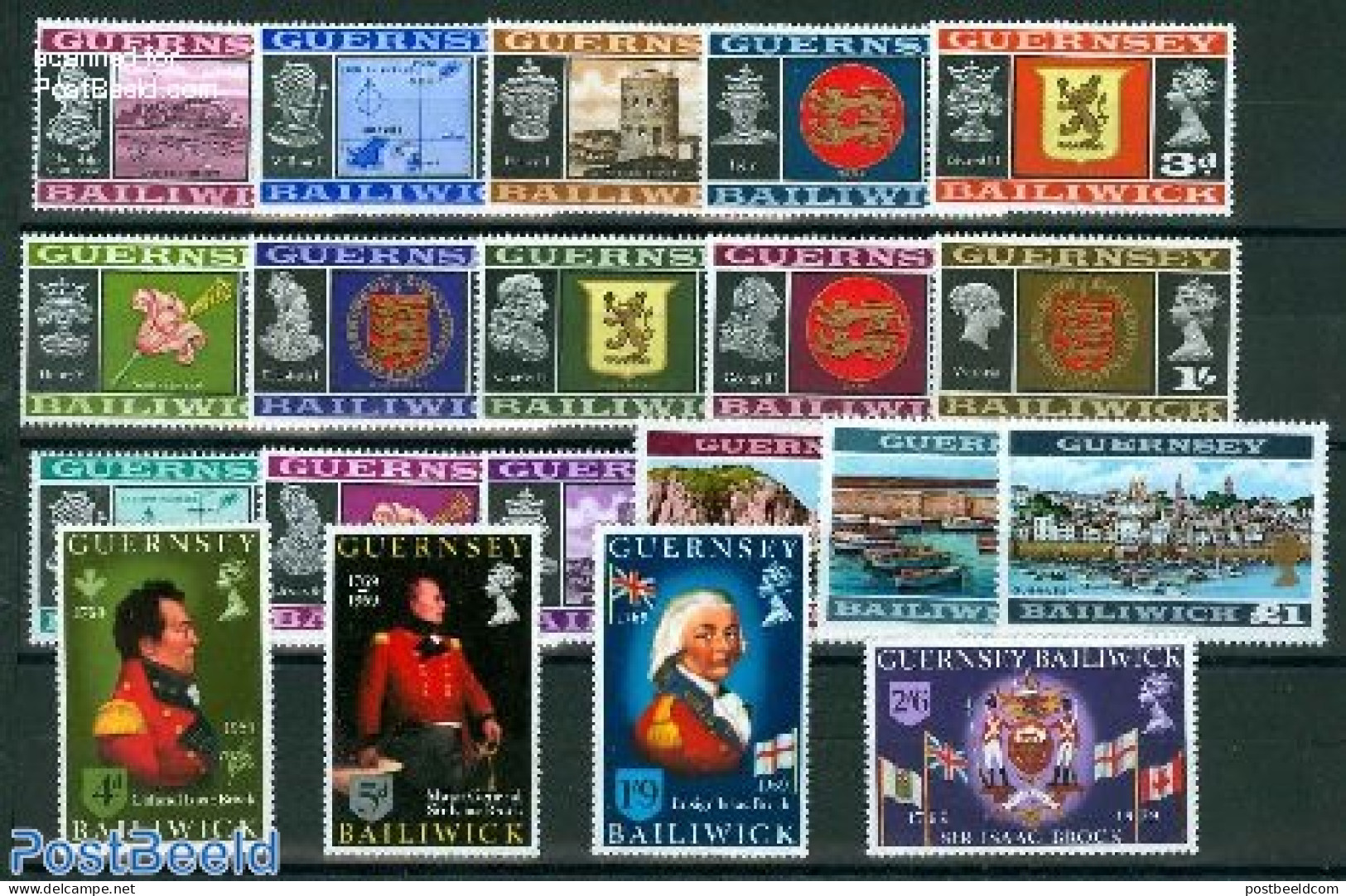 Guernsey 1969 Yearset 1969, Complete, 20v, Mint NH, Various - Yearsets (by Country) - Unclassified